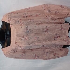 LC Lauren Conrad square neck blouse peach floral size Medium